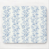 Mooie Blauwe Witte Bloem Strepen Muismat (Voorkant)