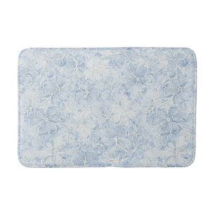 Mooie Blauwe Witte Bloemen Badmat