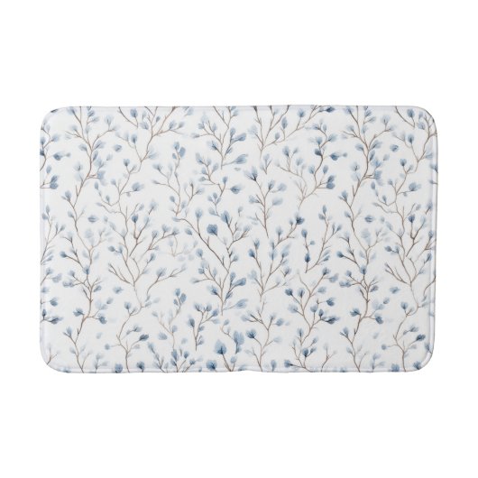 Mooie Blauwe Witte Bloemen Badmat (Voorkant)