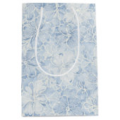 Mooie Blauwe Witte Bloemen Bruiloft Medium Cadeauzakje (Voorkant)