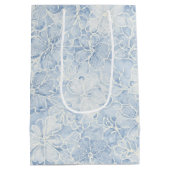 Mooie Blauwe Witte Bloemen Bruiloft Medium Cadeauzakje (Achterkant)