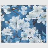 Mooie Blauwe Witte Bloemen Cadeaupapier (Vlak)