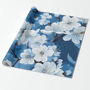 Mooie Blauwe Witte Bloemen Cadeaupapier