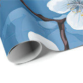 Mooie Blauwe Witte Bloemen Cadeaupapier (Rol Hoek)