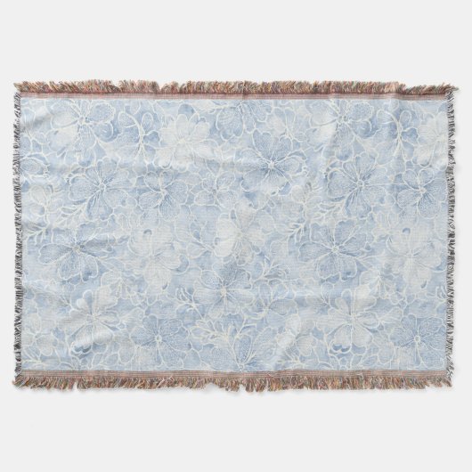 Mooie Blauwe Witte Bloemen Deken (Voorkant)