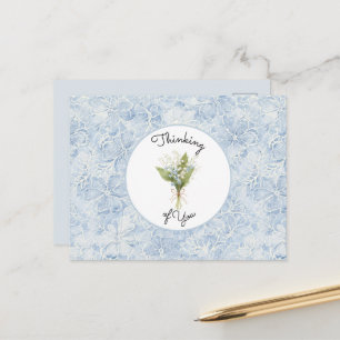 Mooie Blauwe Witte Bloemen Denkend Aan Jou Briefkaart