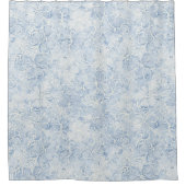 Mooie Blauwe Witte Bloemen Douchegordijn (Voorkant)