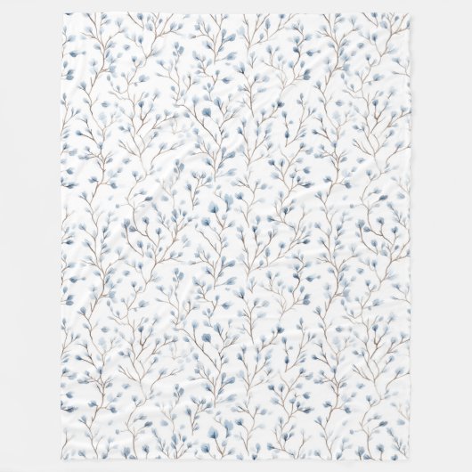 Mooie Blauwe Witte Bloemen   Fleece Deken (Voorkant)