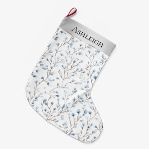 Mooie Blauwe Witte Bloemen Kerst Grote Kerstsok