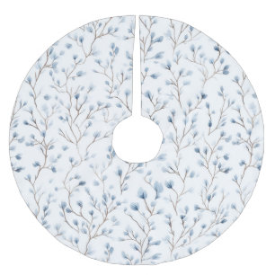Mooie Blauwe Witte Bloemen Kerst Kerstboom Rok