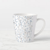Mooie Blauwe Witte Bloemen Kerst Latte Mok (Rechts)