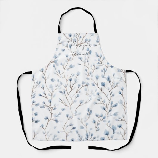 Mooie Blauwe Witte Bloemen Schort (Voorkant)