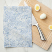 Mooie Blauwe Witte Bloemen Theedoek (Quarter Fold)