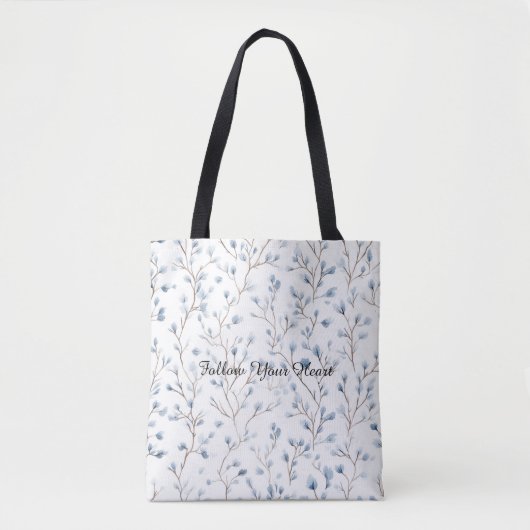 Mooie Blauwe Witte Bloemen Tote Bag (Voorkant)