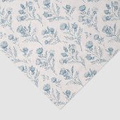 Mooie Blauwe Witte Bloemige Bruiloft Tissuepapier (Detail)