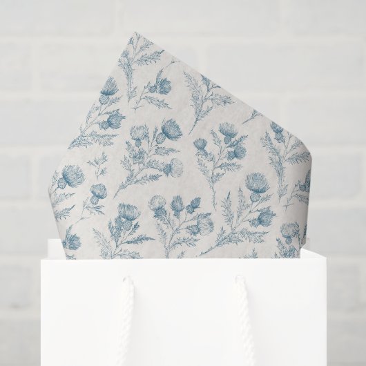 Mooie Blauwe Witte Bloemige Bruiloft Tissuepapier (Cadeauzakje)