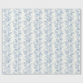 Mooie Blauwe Witte Bloemige Bruiloftsdouche Cadeaupapier (Vlak)
