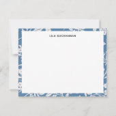 Mooie blauwe witte bloempatroon correspondentie notitiekaartje (Voorkant)