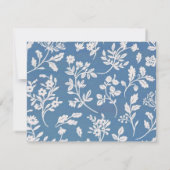 Mooie blauwe witte bloempatroon correspondentie notitiekaartje (Achterkant)