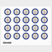 Mooie blauwe witte goudapper, kerkstickers ronde sticker (Vel)