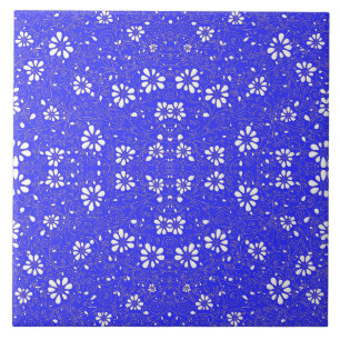 Mooie blauwe witte klassieke bloemenpatroon tegeltje