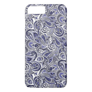 Mooie blauwe witte paisley patronen ontwerp iPhone 8/7 plus hoesje
