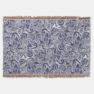Mooie blauwe witte paisley patronen ontwerp deken