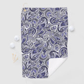 Mooie blauwe witte paisley patronen ontwerp golfhanddoek (Insitu)
