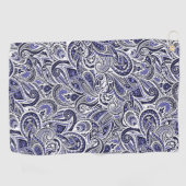 Mooie blauwe witte paisley patronen ontwerp golfhanddoek (Horizontaal)