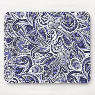 Mooie blauwe witte paisley patronen ontwerp muismat