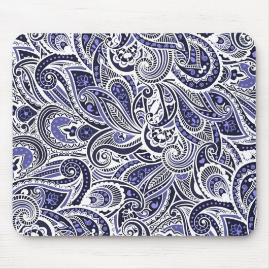 Mooie blauwe witte paisley patronen ontwerp muismat (Voorkant)
