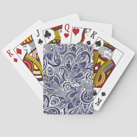 Mooie blauwe witte paisley patronen ontwerp pokerkaarten (Achterkant)