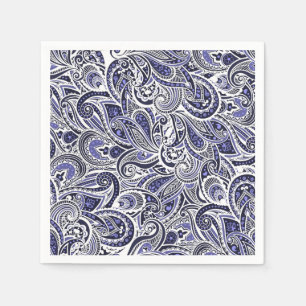 Mooie blauwe witte paisley patronen ontwerp servetten