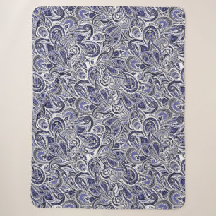 Mooie blauwe witte paisley patronen ontwerp sherpa deken