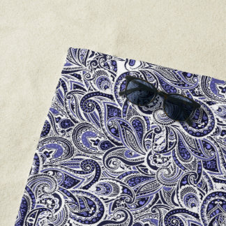 Mooie blauwe witte paisley patronen ontwerp strandlaken