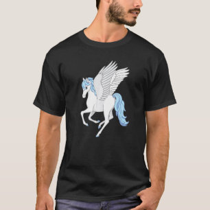 Mooie Blauwe Witte Pegasus Vliegende Paard T-shirt