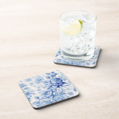 Mooie Blauwe & Witte Rozen & Wildbloemen Bier Onderzetter (Rechterzijde)