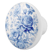 Mooie Blauwe & Witte Rozen & Wildbloemen Keramische Knop (Rechts)