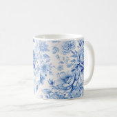 Mooie Blauwe & Witte Rozen & Wildbloemen Koffiemok (Voorkant rechts)