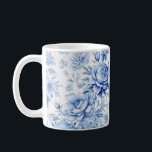 Mooie Blauwe & Witte Rozen & Wildbloemen Koffiemok<br><div class="desc">Prachtige schone en traditionele Chinees blauw/wit waterverf stijl rozen en wilde bloemen.</div>