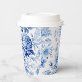 Mooie Blauwe & Witte Rozen & Wildbloemen Papieren Bekers (Links)