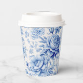 Mooie Blauwe & Witte Rozen & Wildbloemen Papieren Bekers (Achterkant)