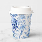 Mooie Blauwe & Witte Rozen & Wildbloemen Papieren Bekers (Rechts)