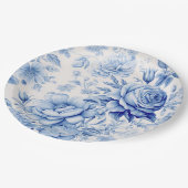 Mooie Blauwe & Witte Rozen & Wildbloemen Papieren Bordje (Gekanteld)