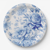 Mooie Blauwe & Witte Rozen & Wildbloemen Papieren Bordje (Voorkant)