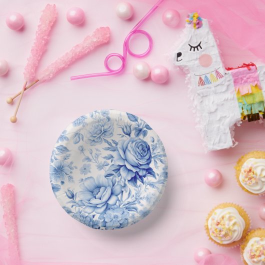 Mooie Blauwe & Witte Rozen & Wildbloemen Papieren Kommen (Feest)