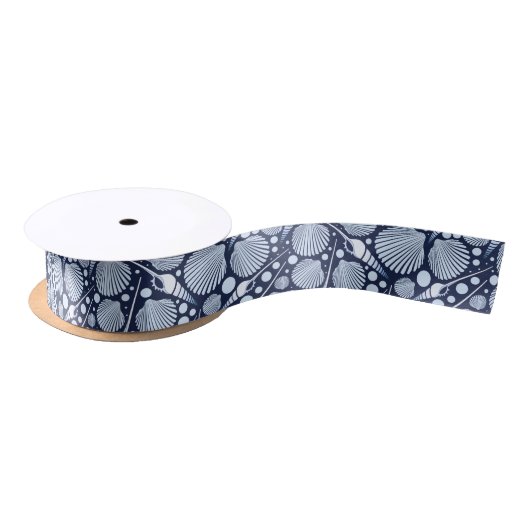 Mooie blauwe witte schelp patroon feest lint (Spoel)