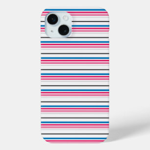 Mooie blauwe witte strepen iPhone 15 mini hoesje