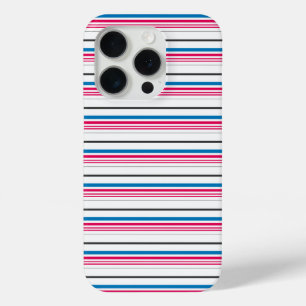 Mooie blauwe witte strepen iPhone 15 pro case