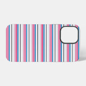 Mooie blauwe witte strepen iPhone hoesje (Achterkant horizontaal)